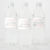 Winter Onederland Roze Zilver 1e verjaardag Waterfles Etiket (Flessen)