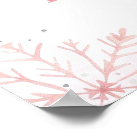 Winter Onederland Roze Zilver 1e Verjaardag Welkom Poster (Hoek)