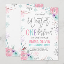 Winter ONEderland roze zilver eerste verjaardag