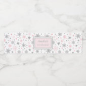 Winter Onederland Roze Zilver Verjaardagsfeestje F Waterfles Etiket (Enkel label)