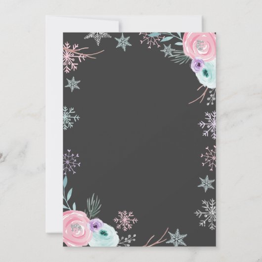 Winter ONEderland roze zilver zwart eerste verjaar Kaart (Achterkant)