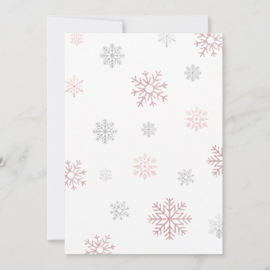 Winter Onederland Roze Zilveren Boog 1e Verjaardag Kaart (Achterkant)