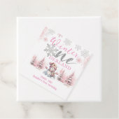 Winter Onederland Roze Zilveren Glitter 1e verjaar Bedankjes Labels (In situ)