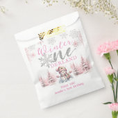 Winter Onederland Roze Zilveren Glitter 1e verjaar Bedankzakje (Gezegeld)