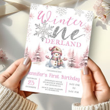Winter Onederland Roze Zilveren Glitter 1e verjaar