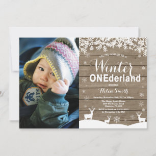 Winter Onederland Rustic 1ste verjaardag Foto Kaart