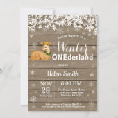 Winter Onederland Rustic Deer 1st Birthday Kaart (Voorkant)
