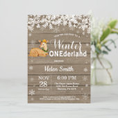 Winter Onederland Rustic Deer 1st Birthday Kaart (Staand voorkant)