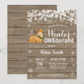 Winter Onederland Rustic Deer 1st Birthday Kaart (Voorkant / Achterkant)