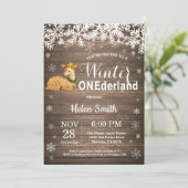 Winter Onederland Rustic Deer 1st Birthday Kaart (Staand voorkant)