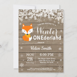 Winter Onederland Rustic Fox 1e Verjaardag Kaart