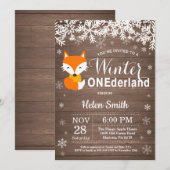Winter Onederland Rustic Fox 1ste verjaardag Kaart (Voorkant / Achterkant)