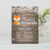 Winter Onederland Rustic Fox Boy 1st Birthday Kaart (Staand voorkant)