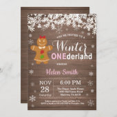 Winter Onederland Rustic Girl 1e verjaardag Kaart (Voorkant / Achterkant)