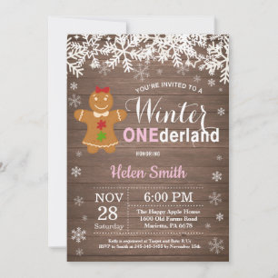 Winter Onederland Rustic Girl 1e verjaardag Kaart
