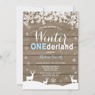 Winter Onederland Rustic Hout Jongen 1e Verjaardag Kaart