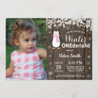 Winter Onederland Rustic Penguin Girl 1ste verjaar