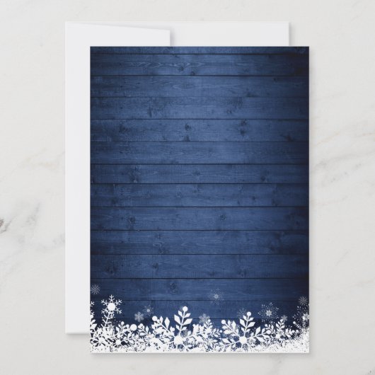 Winter ONEderland rustiek blauw Baby Eerste Verjaa Kaart (Achterkant)