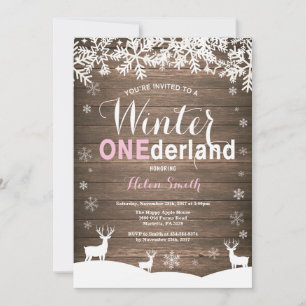 Winter Onederland Rustieke Houten Meisje 1e Verjaa Kaart