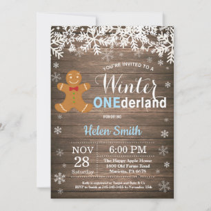 Winter Onederland Rustieke Jongen 1e Verjaardag Kaart