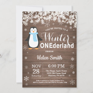 Winter Onederland Rustieke Pinguïn Jongen 1e Verja Kaart