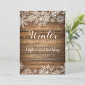 Winter Onederland Rustieke Sneeuwvlok en Hout Kaart (Staand voorkant)