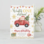 Winter Onederland Santa Claus Birthday Kaart (Staand voorkant)