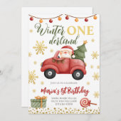Winter Onederland Santa Claus Birthday Kaart (Voorkant / Achterkant)