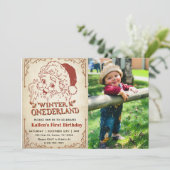 Winter Onederland Santa Retro Kerst Foto Kaart (Staand voorkant)