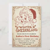 Winter Onederland Santa Retro Kerstfeest Kaart (Voorkant)