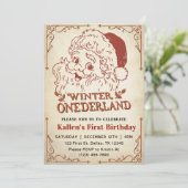 Winter Onederland Santa Retro Kerstfeest Kaart (Staand voorkant)