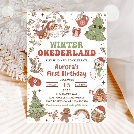 Winter Onederland Schattige Groovy Kerstman Verjaa Kaart