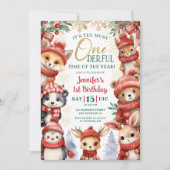 Winter Onederland Schattigee winterdieren 1e verja Kaart (Voorkant)