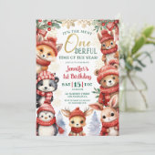 Winter Onederland Schattigee winterdieren 1e verja Kaart (Staand voorkant)