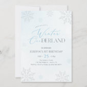 Winter Onederland Silver Blue Glitter 1st Birthday Kaart (Voorkant)