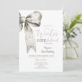 Winter Onederland Silver Bow stropdas 1e verjaarda Kaart (Staand voorkant)