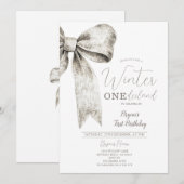 Winter Onederland Silver Bow stropdas 1e verjaarda Kaart (Voorkant / Achterkant)