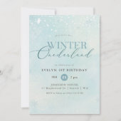 Winter Onederland Silver Glitter Baby 1st Birthday Kaart (Voorkant)