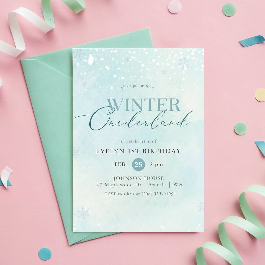 Winter Onederland Silver Glitter Baby 1st Birthday Kaart