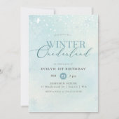 Winter Onederland Silver Glitter Baby 1st Birthday Kaart (Voorkant)