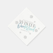 Winter ONEderland Silver Glitter Blue 1st Birthday Servet (Hoek)