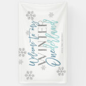 Winter ONEderland Silver Glitter Blue Welcome Sign Spandoek (Verticaal)