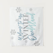 Winter ONEderland Silver Glitter Blue Welcome Sign Wandkleed (Voorkant)