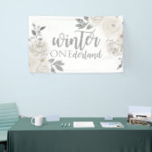 Winter Onederland Silver Glitter Flowers Spandoek (Beurs)
