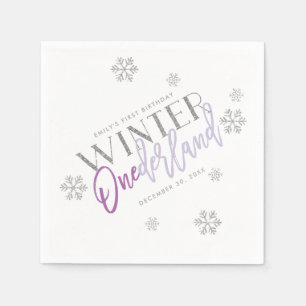 Winter ONEderland Silver Glitter Paarse 1e dag Servet