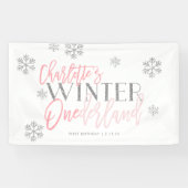 Winter ONEderland Silver Glitter Pink CUSTOM Spandoek (Horizontaal)