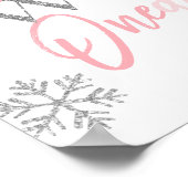 Winter ONEderland Silver Glitter Pink Welkomstteke Poster (Hoek)