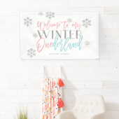 Winter ONEderland Silver Glitter Pink Welkomstteke Spandoek (Insitu)
