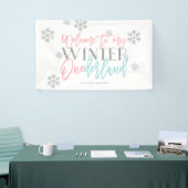 Winter ONEderland Silver Glitter Pink Welkomstteke Spandoek (Beurs)