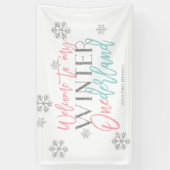 Winter ONEderland Silver Glitter Pink Welkomstteke Spandoek (Verticaal)